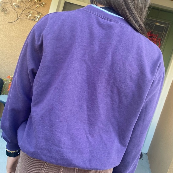 Trilllogy Women’s Embroidered Crewneck Sweatshirt Purple Pullover Sweater Size L - Picture 3 of 4